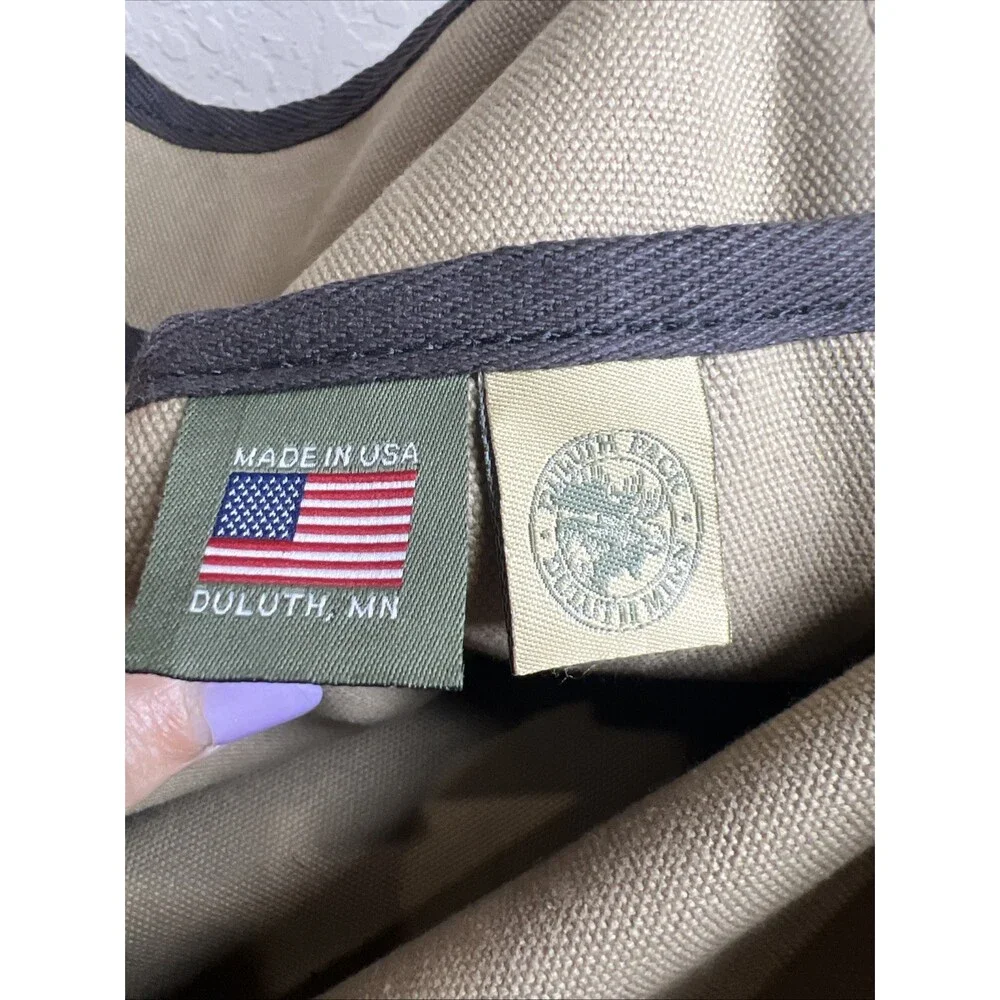 Duluth Pack Khaki Brown Leather Trim Messenger Book Bag Work Bag Travel Bag